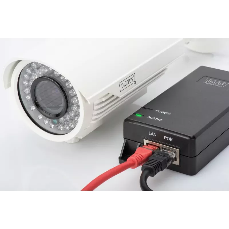 DIGITUS PoE+ süstija, 802.3at 10/100/1000 Mbps väljund max 48V, 30W