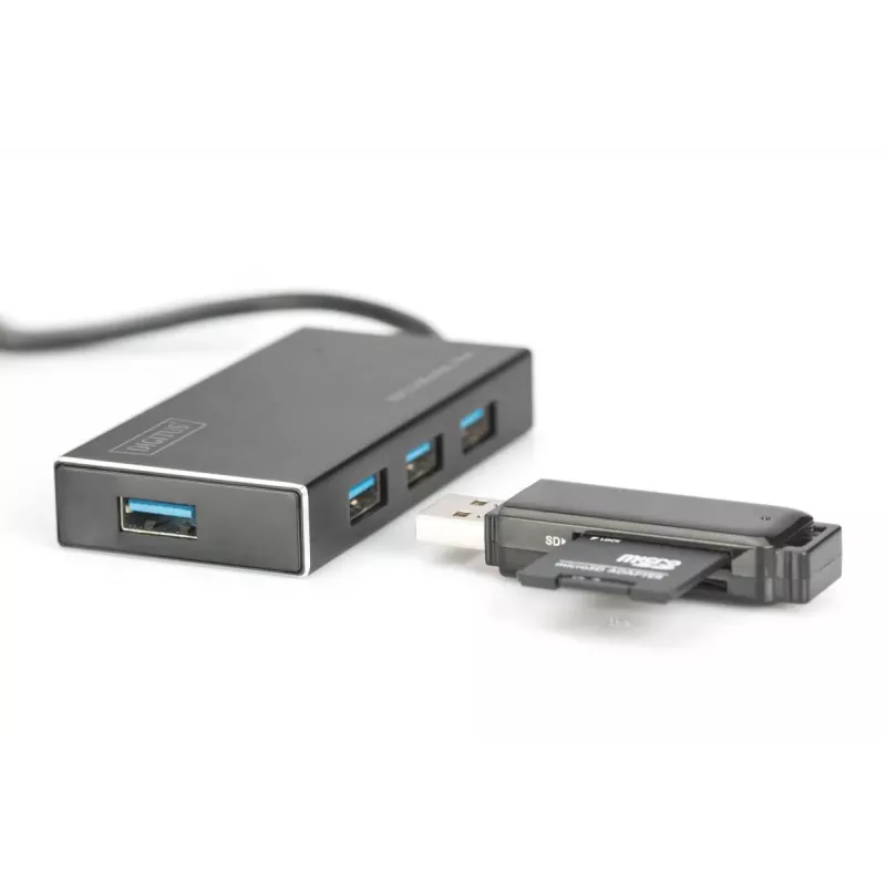 DIGITUS USB 3.0 jaotur, 4 porti, sisaldab 5V/2A toiteplokki, alumiiniumkorpuses