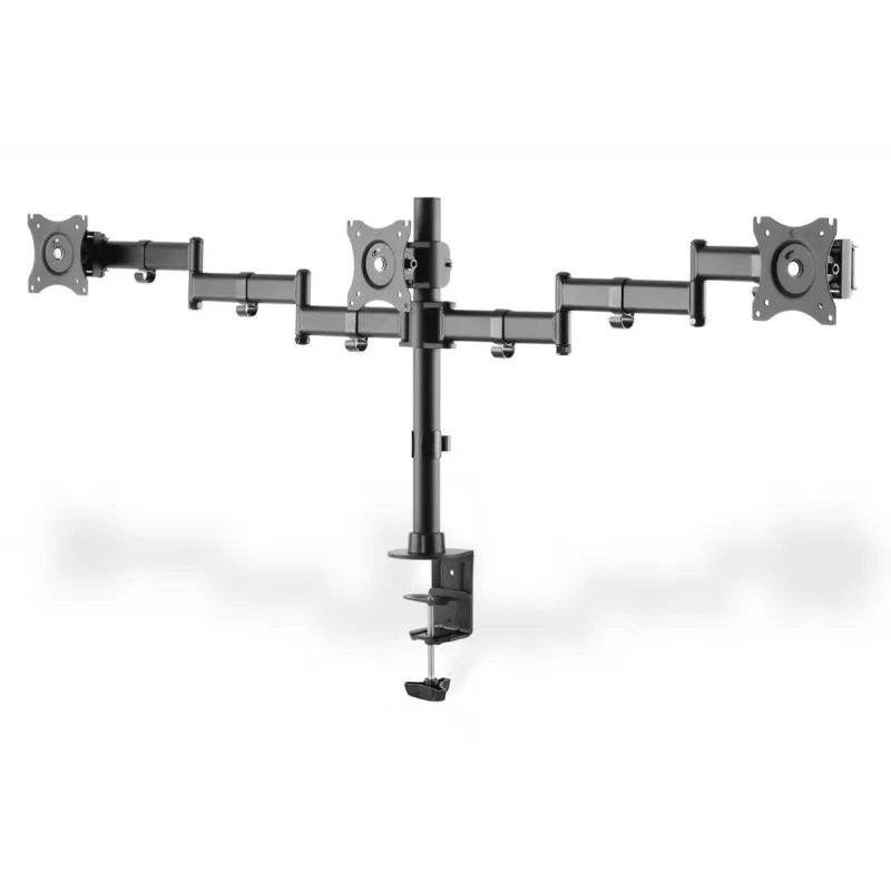 DIGITUS Triple Monitor Desk clamp mount, Must 90degree Swivel,45degree Tilt,rotate 360degree,15-27in TFT, max load 3x8Kg,VESA max100x100