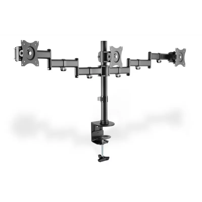 DIGITUS Triple Monitor Desk clamp mount, Must 90degree Swivel,45degree Tilt,rotate 360degree,15-27in TFT, max load 3x8Kg,VESA max100x100