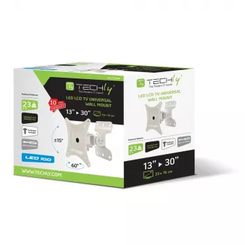 Techly seinakinnitus LCD LED 13-30 tolli, täisliigutusega, valge