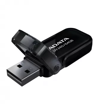 USB-mälupulk ADATA USB Type-A 2.0 64 GB UV240, must, korgiga disain
