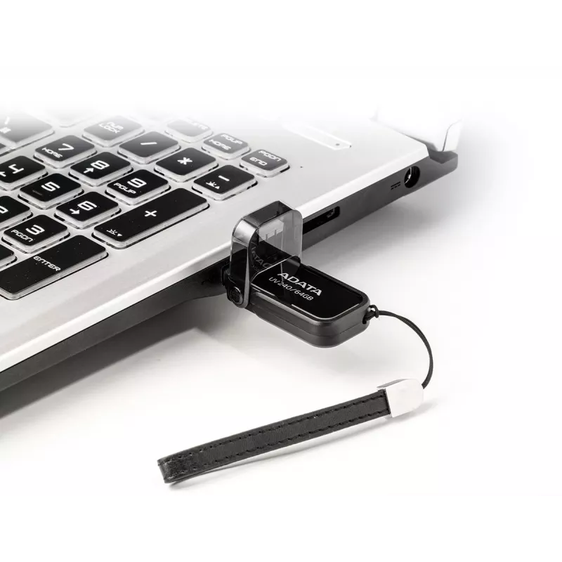 USB-mälupulk ADATA USB Type-A 2.0 64 GB UV240, must, korgiga disain