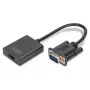 DIGITUS VGA-HDMI muundur + heli (3,5 mm) Full HD (1080p), kaabli tüüp 15 cm must