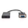 DIGITUS VGA-HDMI muundur + heli (3,5 mm) Full HD (1080p), kaabli tüüp 15 cm must