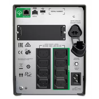 APC Smart-UPS SMT1500IC - 8x C13, USB, SmartConnect, 1500VA, Line-Interactive, 1.5 kVA, 1000 W, siinus, 151 V, 302 V