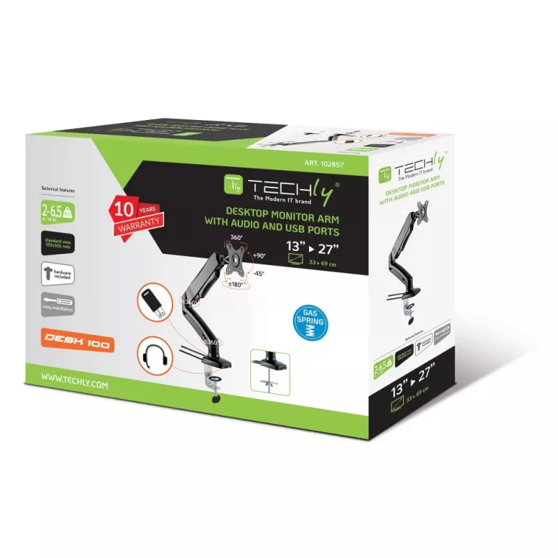 Techly ICA-LCD 514 monitori kinnitus / alus 68,6 cm (27 tolli) Laua Must