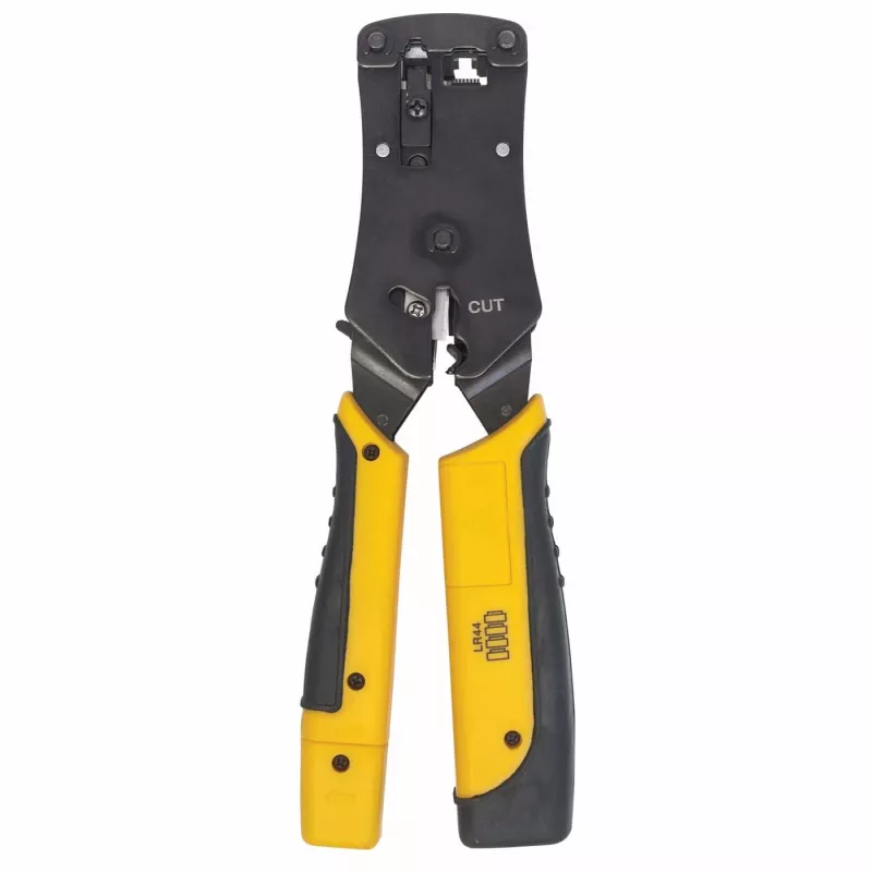 Intellinet Universal Modular Plug Crimping Tool and kaabel Tester, 2-in-1 Crimper and kaabel Tester: Cuts, Strips, Terminates and Tests, RJ45/RJ11/RJ12/RJ22