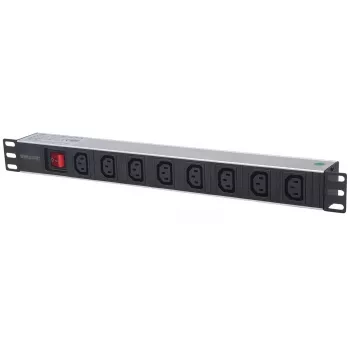 Intellinet 19-tolline 1U rackmonteeritav 8 väljundiga C13 toitejaotusseade (PDU) eemaldatava toitekaabli ja taga C20 sisendiga