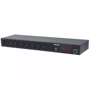 Intellinet 19 inch intelligentne 8 pordiga PDU, 19 inch rackile paigaldatav C13 intelligentne toitejaotusseade; jälgib võimsust, temperatuuri ja niiskust