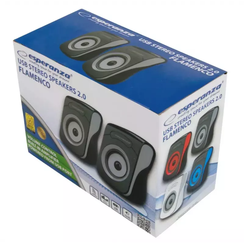 Kõlarid 2.0 USB Flamenco must/hall, EP140KE, 6W