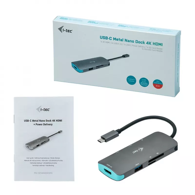 Dokkimisjaam i-tec Metal USB-C Nano Dock 4K HDMI + Power Delivery 100 W