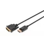 DIGITUS DisplayPort Adapter kaabel, Dp - DVI (24+1) M/m, 2m W/interlock, Dp 1.1a Ühilduv, Ce Must