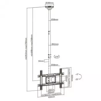 Laehoidik MACLEAN MC-803 LED/LCD monitoridele 23–100 tolli kuni 50 kg VESA 600×400