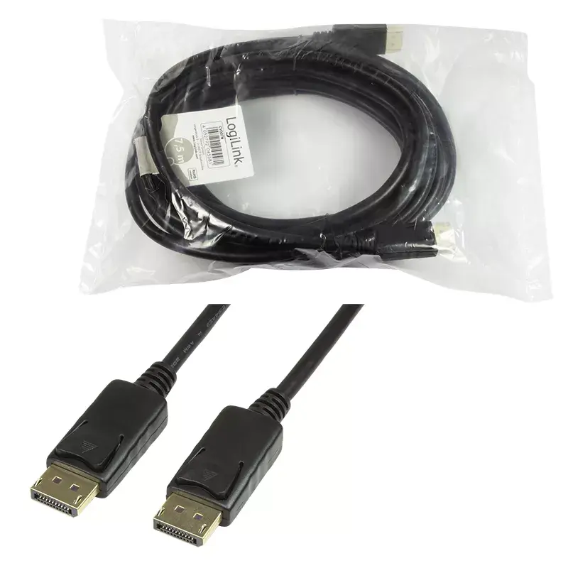 DisplayPorti kaabel LogiLink CV0076 7,5 m Must