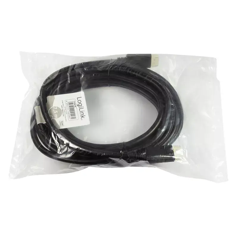 DisplayPorti kaabel LogiLink CV0076 7,5 m Must