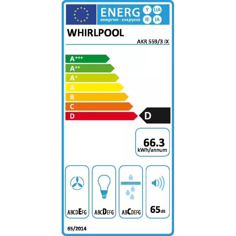 Seinale paigaldatav õhupuhasti Whirlpool AKR 559/3 IX, alumiiniumfilter, müratase: N/A