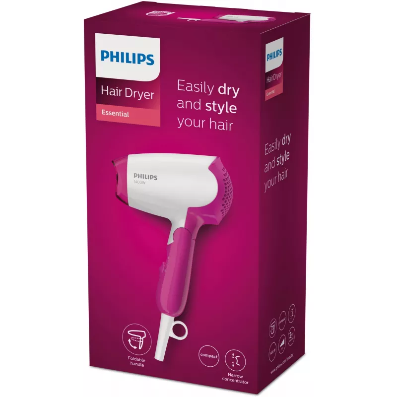 Philips Essential Care BHD003/00 föön 1400 W Roosa, Valge