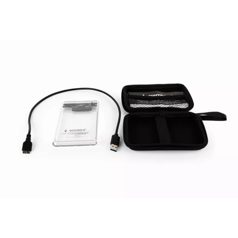 GEMBIRD USB 3.0 2,5tolline SATA HDD ümbris 9,5 mm kettale, läbipaistev plastik