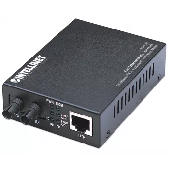 Intellinet Fast Ethernet meediamuundur, 10/100Base-Tx kuni 100Base-Fx (ST) mitmerežiimiline, 2 km (1,24 miili)