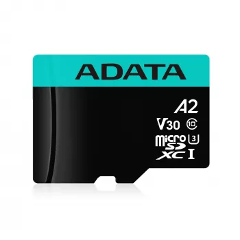 MicroSDXC-mälukaart ADATA 128 GB UHS‑I Premier Pro V30 U3 Class 10, 100/80 MB/s, veekindel, koos SD-adapteriga
