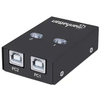 USB-jagamis lüliti MANHATTAN 162005, USB 2.0 Type-B, 2 porti, 480 Mbps, 1,5 m kaabel, valge