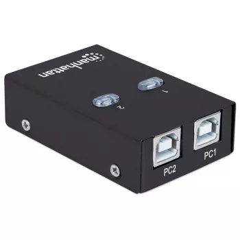 USB-jagamis lüliti MANHATTAN 162005, USB 2.0 Type-B, 2 porti, 480 Mbps, 1,5 m kaabel, valge