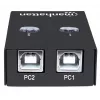 USB-jagamis lüliti MANHATTAN 162005, USB 2.0 Type-B, 2 porti, 480 Mbps, 1,5 m kaabel, valge
