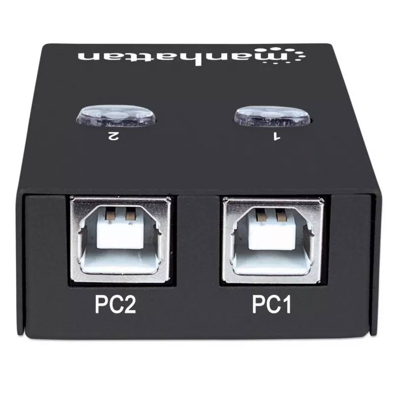 USB-jagamis lüliti MANHATTAN 162005, USB 2.0 Type-B, 2 porti, 480 Mbps, 1,5 m kaabel, valge