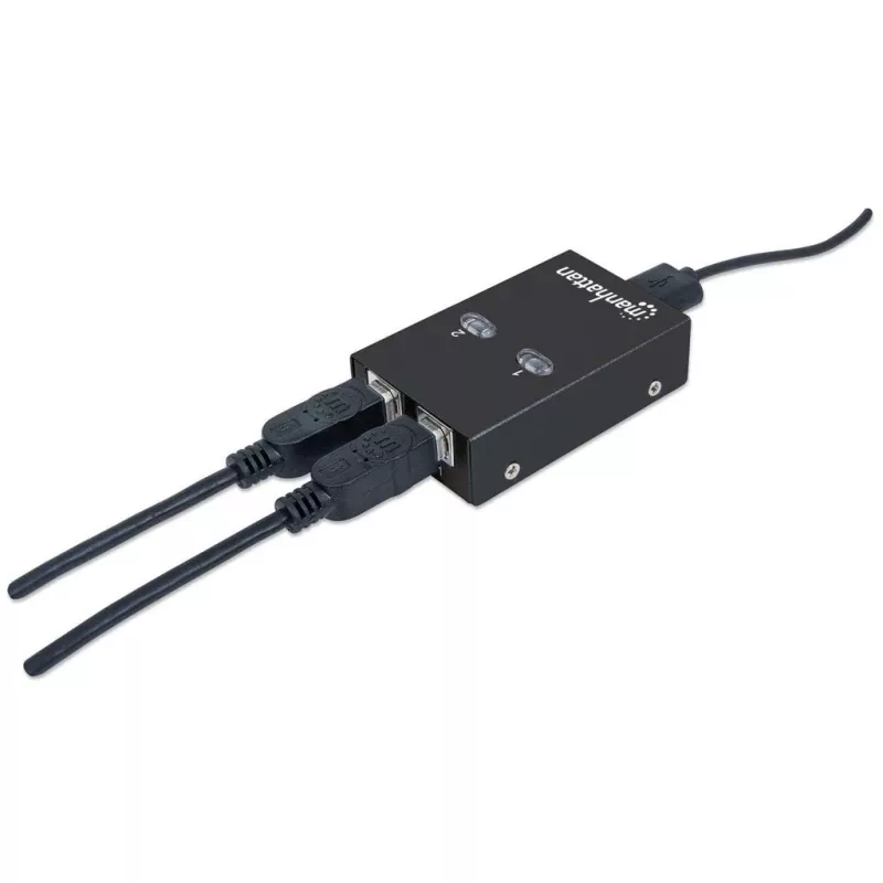 USB-jagamis lüliti MANHATTAN 162005, USB 2.0 Type-B, 2 porti, 480 Mbps, 1,5 m kaabel, valge