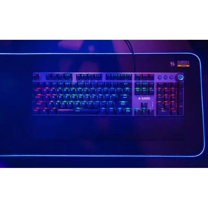 Juhtmega mehaaniline mänguklaviatuur IBOX AURORA K-4 — QWERTY, 108 klahvi, reguleeritav LED-taustvalgustus, veekindel, USB, 1,6 m kaabel