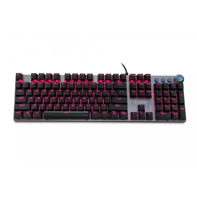 Juhtmega mehaaniline mänguklaviatuur IBOX AURORA K-4 — QWERTY, 108 klahvi, reguleeritav LED-taustvalgustus, veekindel, USB, 1,6 m kaabel