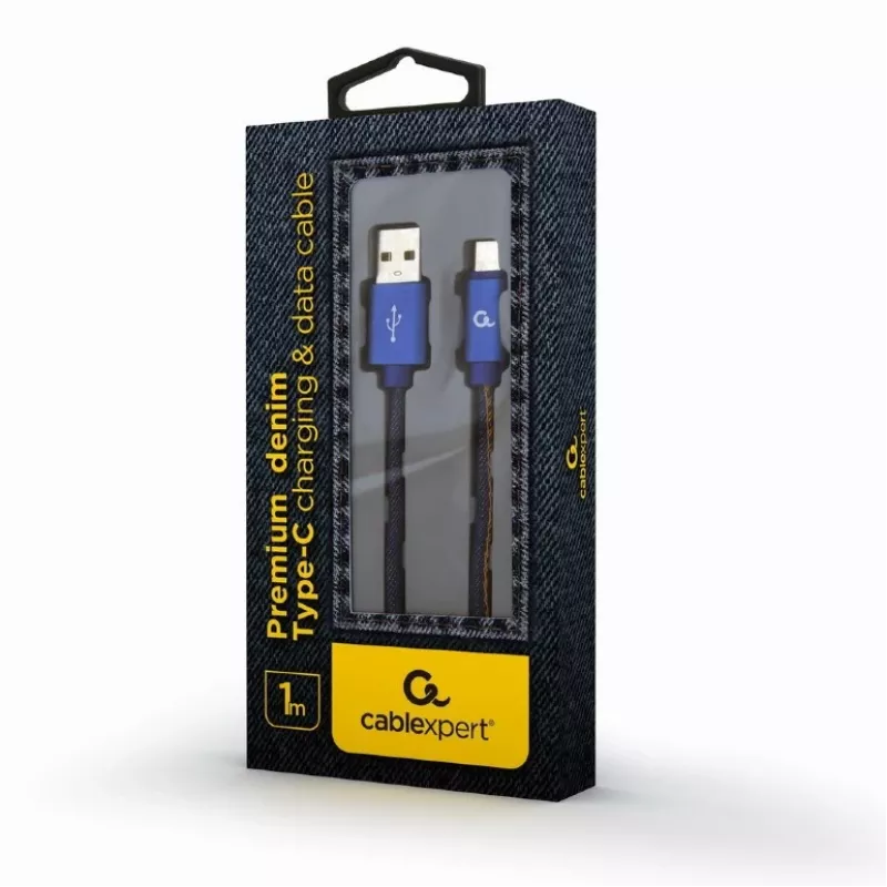 GEMBIRD Premium Jeans (denim) Type-C USB-kaabel metallpistikutega, 1 m, sinine