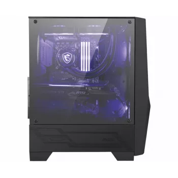 MSI MAG FORGE 100M Midi-Tower Gaming arvuti korpus 'Must, 2x 120mm RGB PWM ventilaator, 1x 120mm ventilaator, 1-6 RGB jaotur, karastatud klaasist paneel, ATX, mATX, mini-ITX'