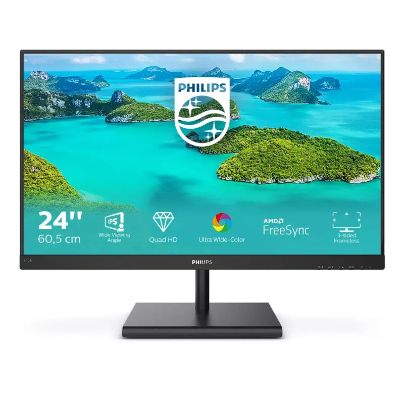 Philips E Line 245E1S/00 arvutimonitor 60,5 cm (23,8 tolli) 2560 x 1440 pikslit 2K Ultra HD LCD must