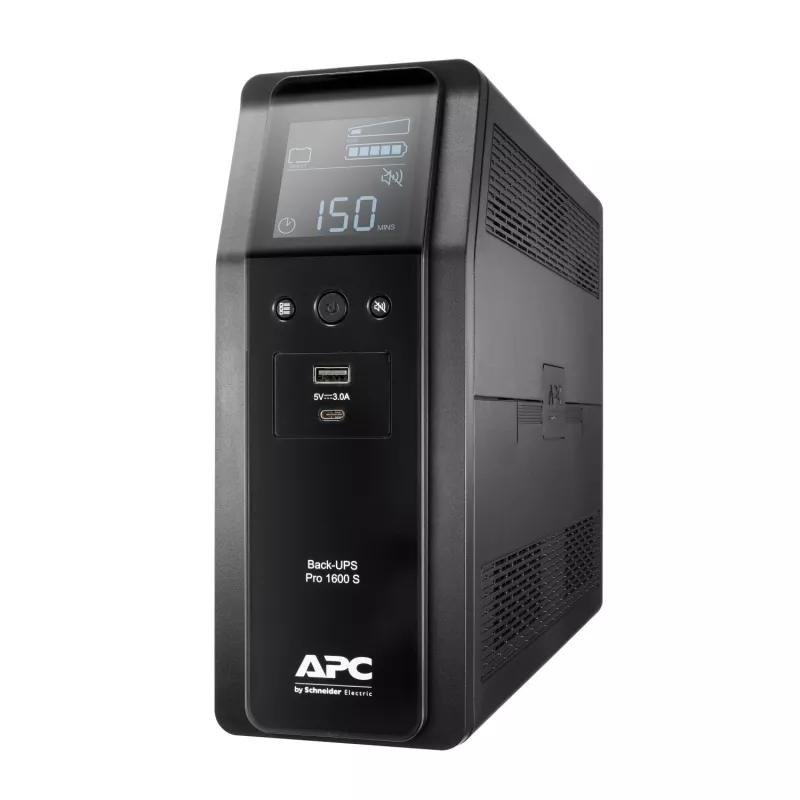 APC Back-UPS Pro, 1600VA/960W, Tower, 230V, 8x IEC C13 pistikupesa, siinuslaine, AVR, USB Type A + C pordid, LCD, kasutaja vahetatav aku
