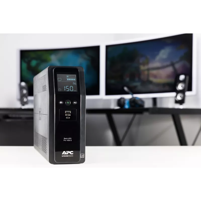 APC Back-UPS Pro, 1600VA/960W, Tower, 230V, 8x IEC C13 pistikupesa, siinuslaine, AVR, USB Type A + C pordid, LCD, kasutaja vahetatav aku