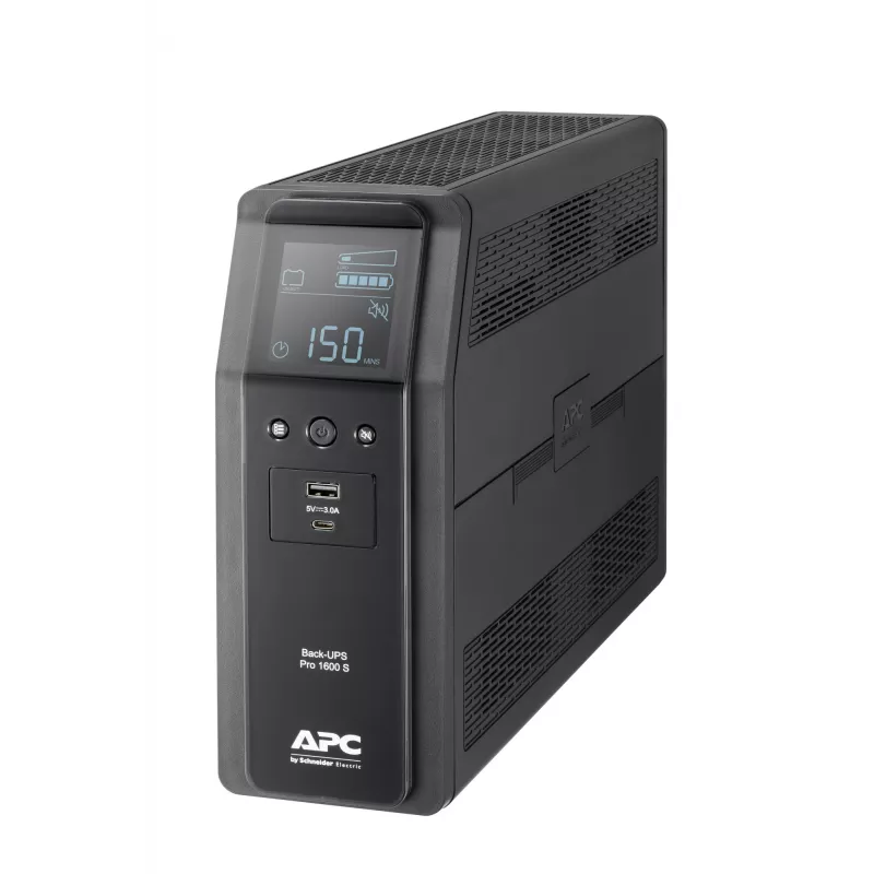 APC Back-UPS Pro, 1600VA/960W, Tower, 230V, 8x IEC C13 pistikupesa, siinuslaine, AVR, USB Type A + C pordid, LCD, kasutaja vahetatav aku