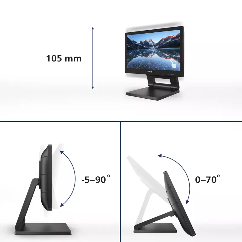 Philips 162B9T/00 arvutimonitor 39,6 cm (15,6 tolli) 1366 x 768 pikslit HD LCD puuteekraan Must