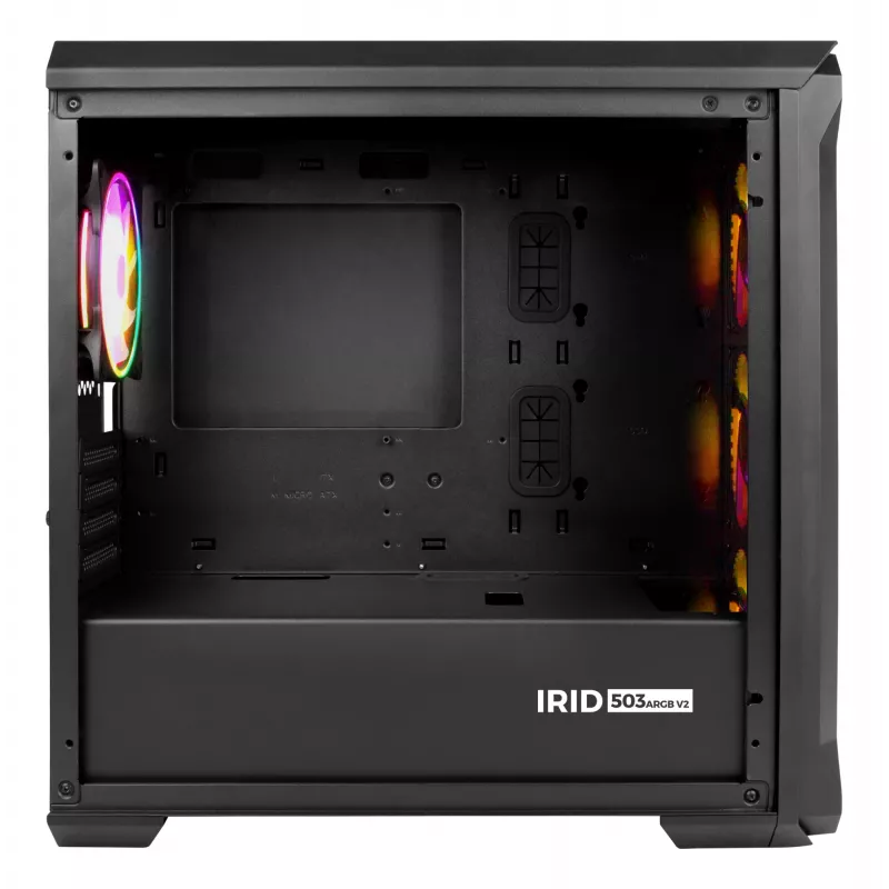 GENESIS Irid 503 ARGB Micro Tower Must, Läbipaistev