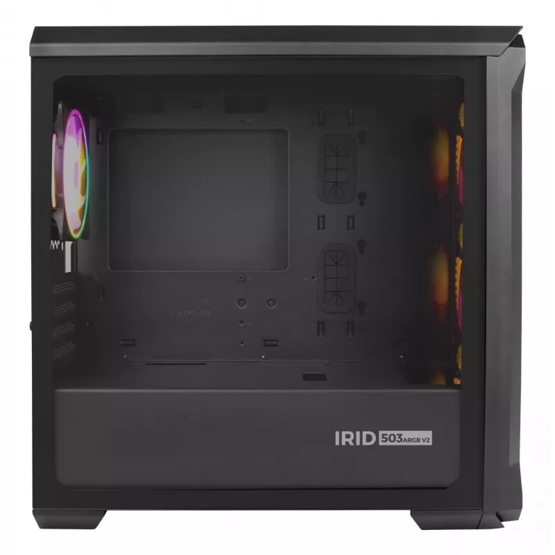 GENESIS Irid 503 ARGB Micro Tower Must, Läbipaistev
