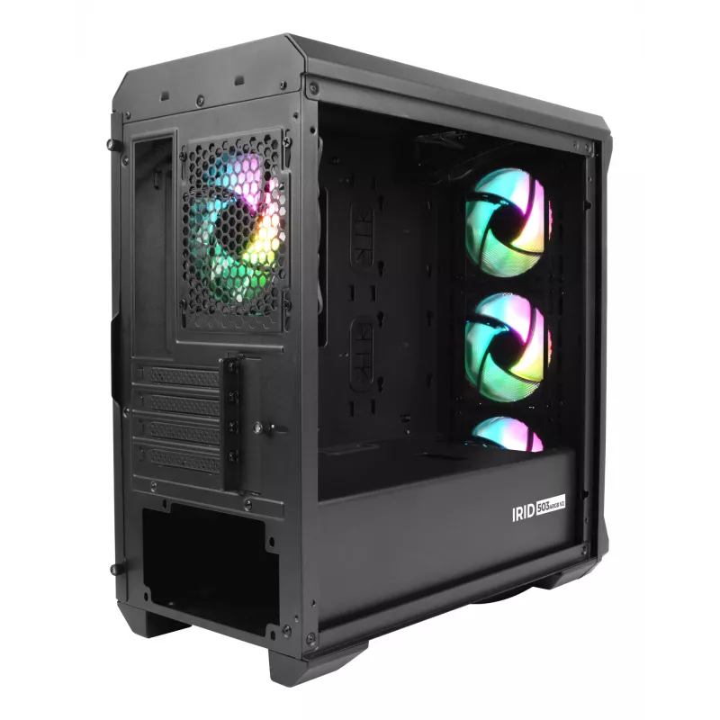 GENESIS Irid 503 ARGB Micro Tower Must, Läbipaistev