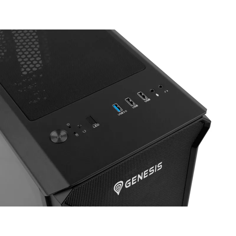 GENESIS Irid 503 ARGB Micro Tower Must, Läbipaistev