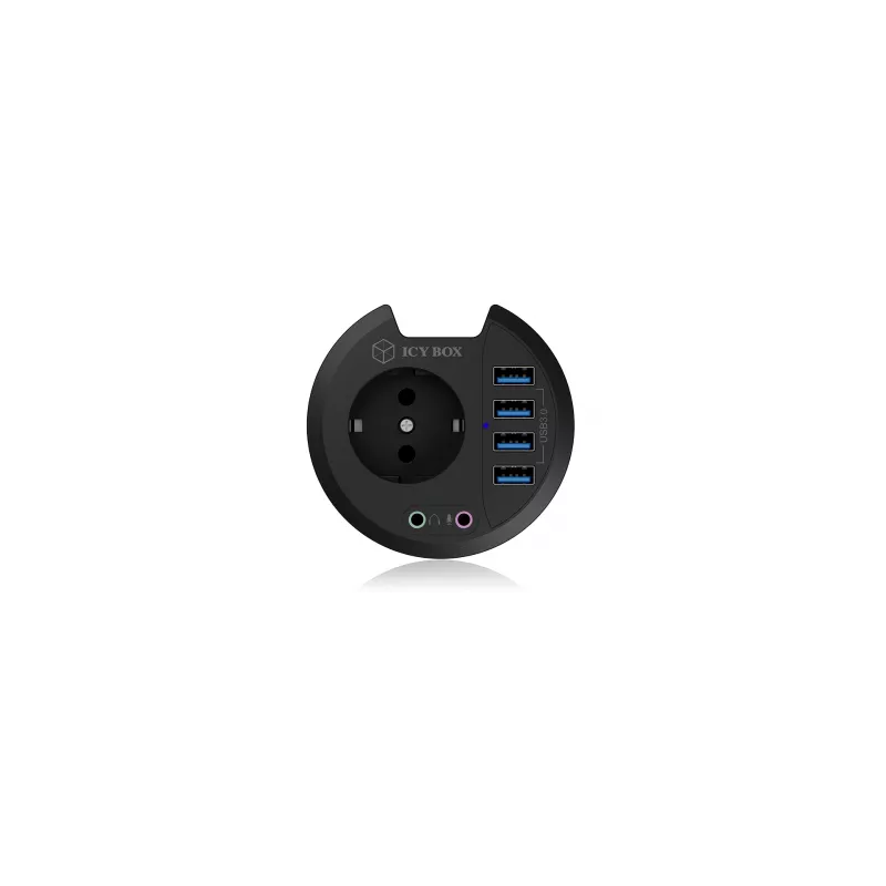 ICY BOX IB-HUB1430 pistikupesa Must