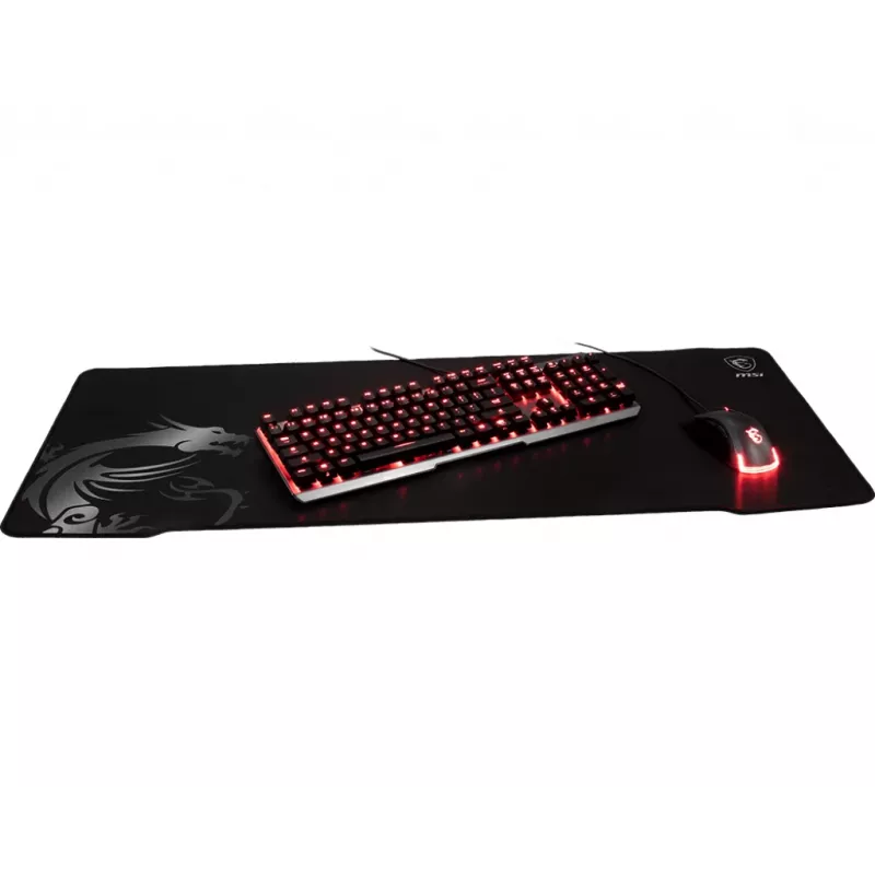MSI AGILITY GD70 Pro mänguhiirematt '900 mm x 400 mm, Pro-mängija siidpind, ikooniline draakonidisain, libisemiskindel ja põrutusi summutav kummist alus, tugevdatud õmmeldud servad'