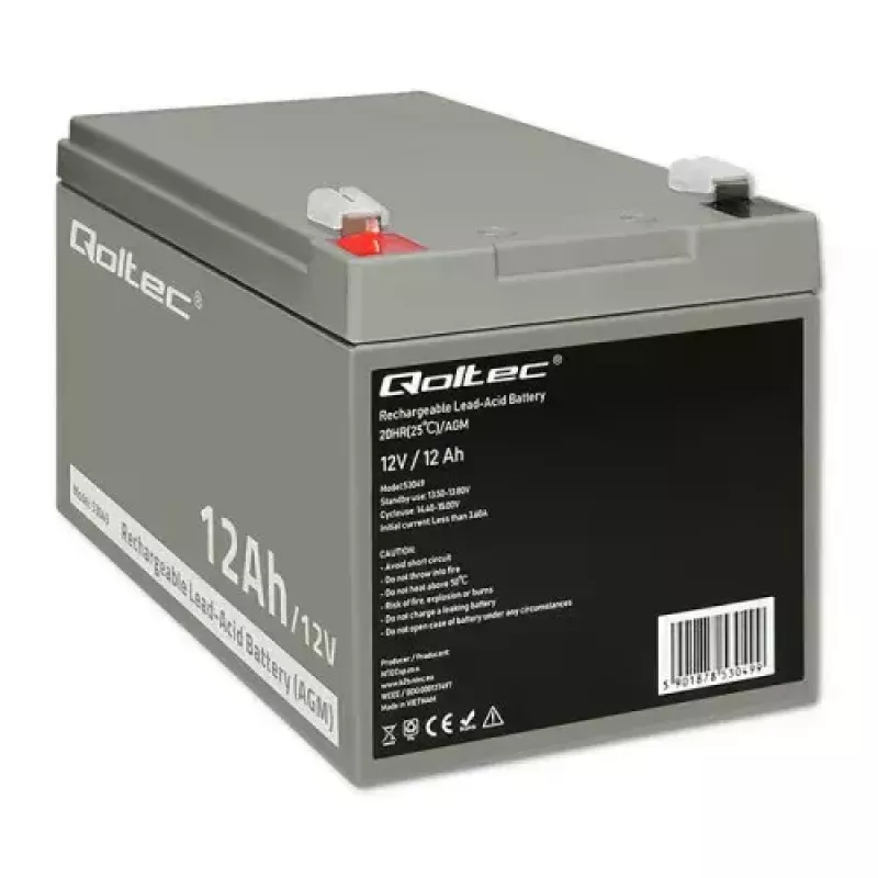 UPS-i aku QOLTEC 53049, VRLA AGM 12 V 12 Ah, hall, 150×98×95 mm