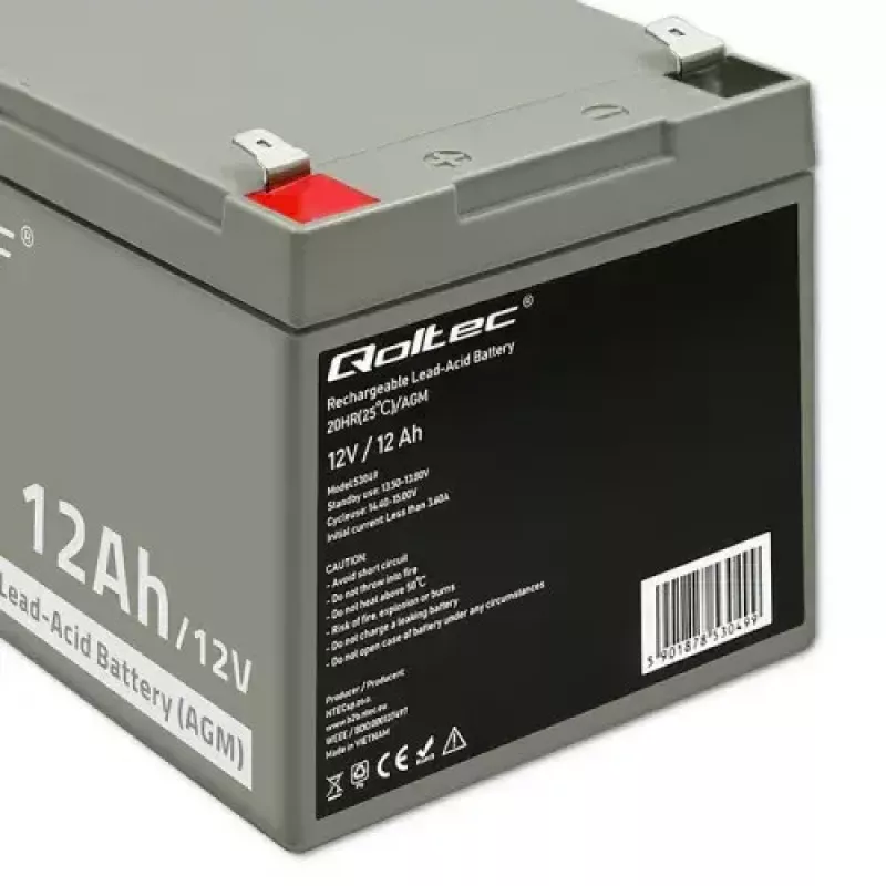 UPS-i aku QOLTEC 53049, VRLA AGM 12 V 12 Ah, hall, 150×98×95 mm