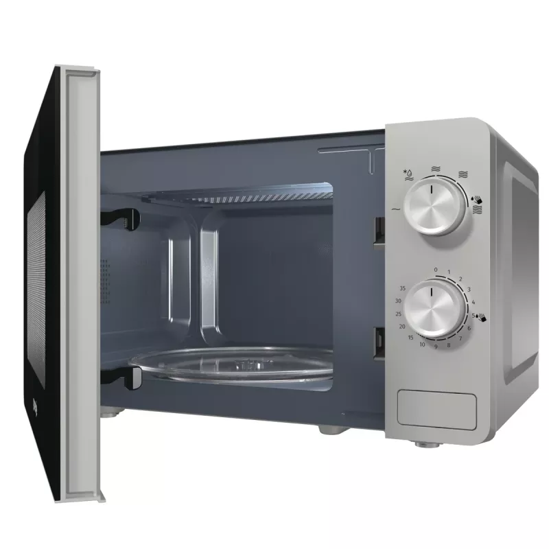 Solo mikrolaineahi Gorenje MO20E1S — 20 L, 800 W, pöördnupp, 270 mm pöördalus, roostevaba teras/must