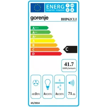 Sisseehitatud õhupuhasti Gorenje BHP62CLI, alumiiniumfilter, müratase: D