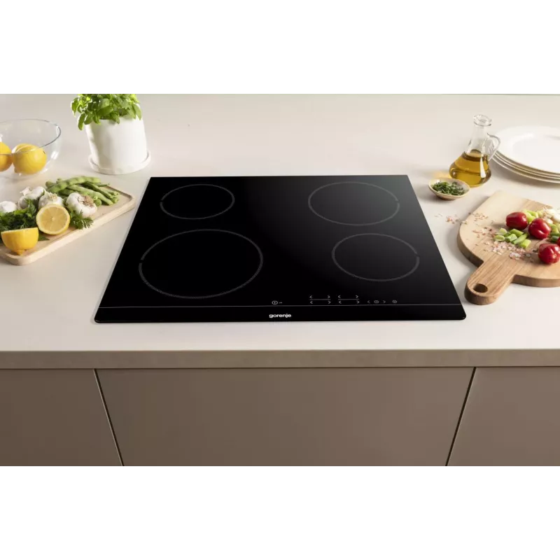 Sisseehitatud keraamiline pliit Gorenje ECT641BSC, 60 cm, 4 tsooni, puutetundlik juhtimine, must